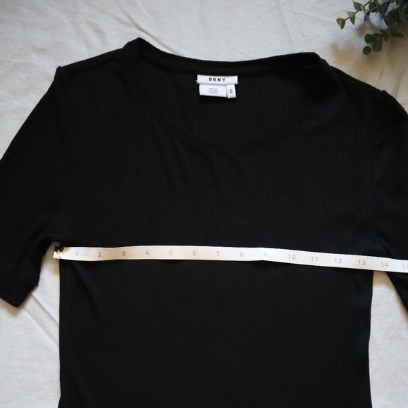 DKNY Short Sleeve Ribbed T-Shirt Black Small - Picture 6 of 7